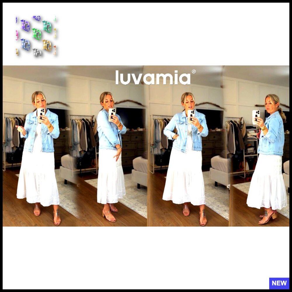 Stretch Fitted Denim Jacket Button Down Long Sleeves Classic Chic Casual - Picture 7 of 7